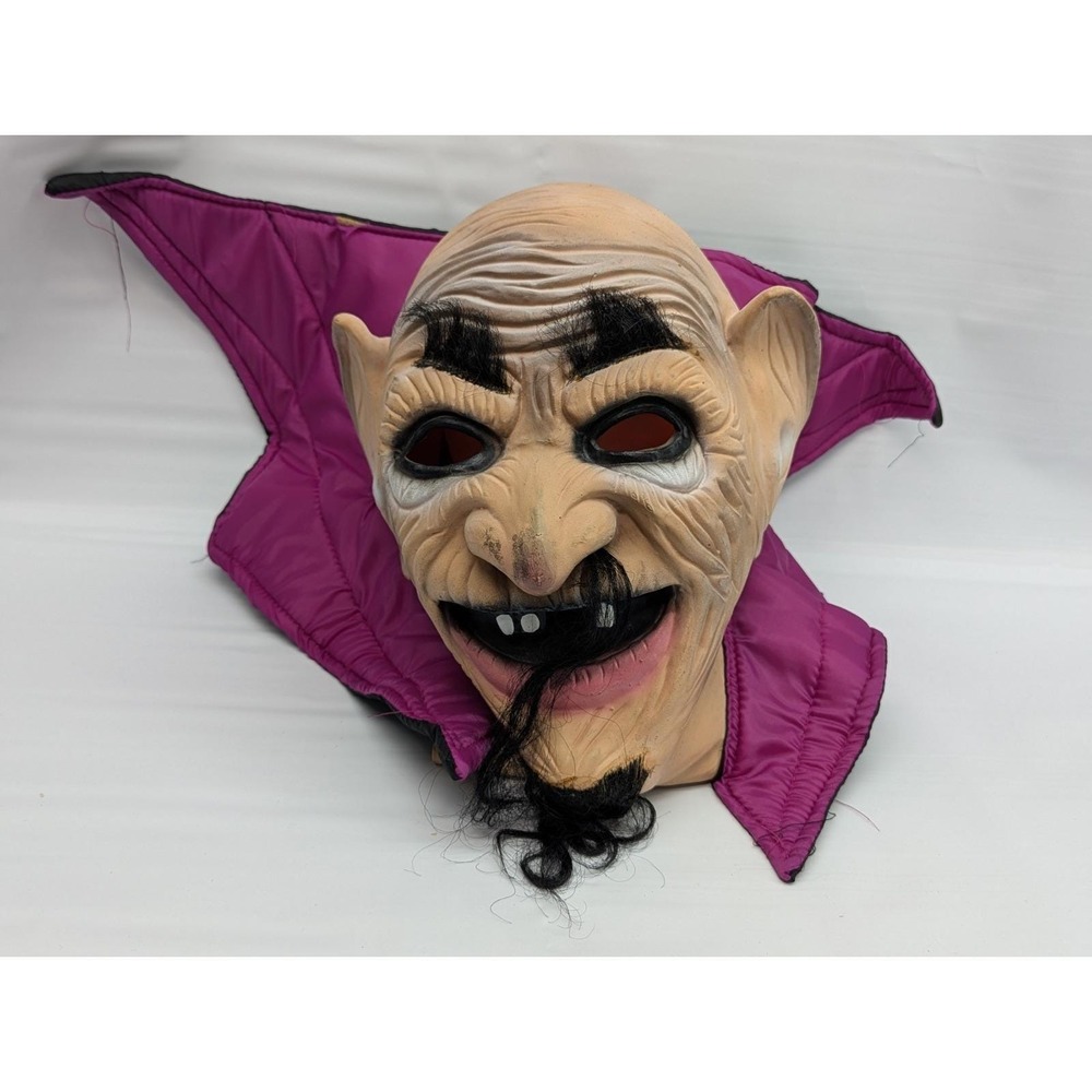 VTG Easter Unlimited Halloween Rubber Mask Dracula Vampire Pink Collar Nose Hair